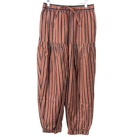 Free People Western Boho Ellie Pull On Barrel Pants Bloomers XS Brown Stripe NEW - Picture 5 of 11